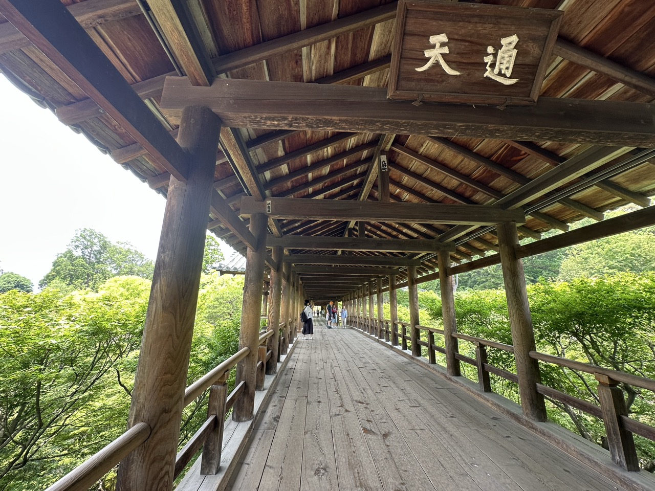 東福寺の通天橋。屋根の額に「通天」の文字が見える