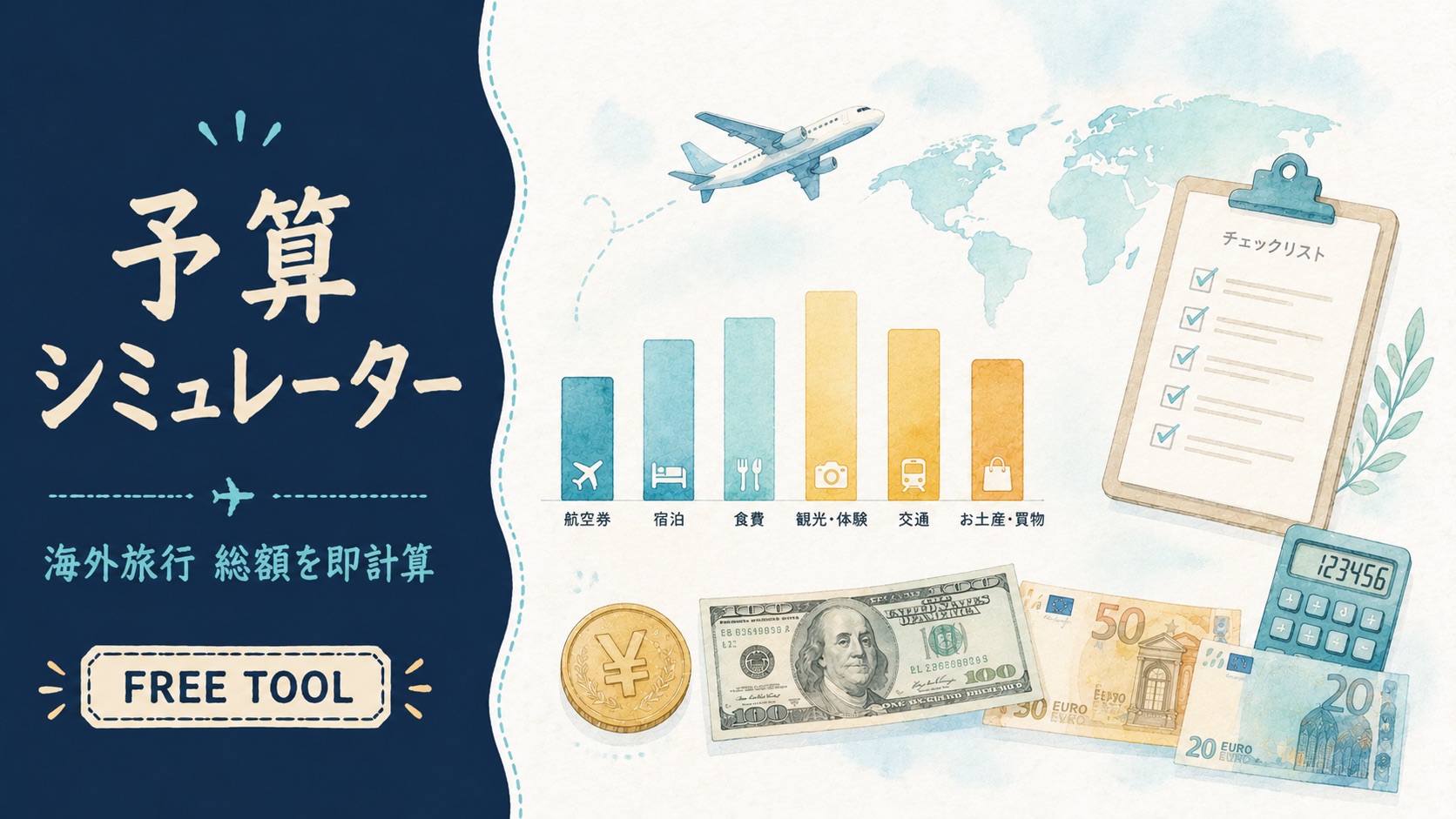 海外旅行の予算を試算するツールのアイキャッチ