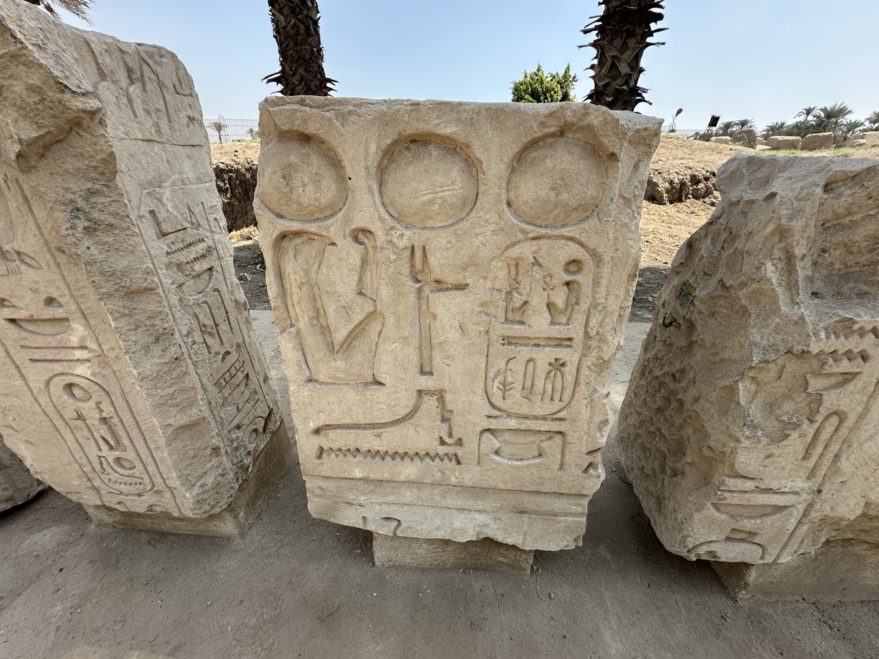メンフィスに残る古代エジプトのレリーフが刻まれた石材