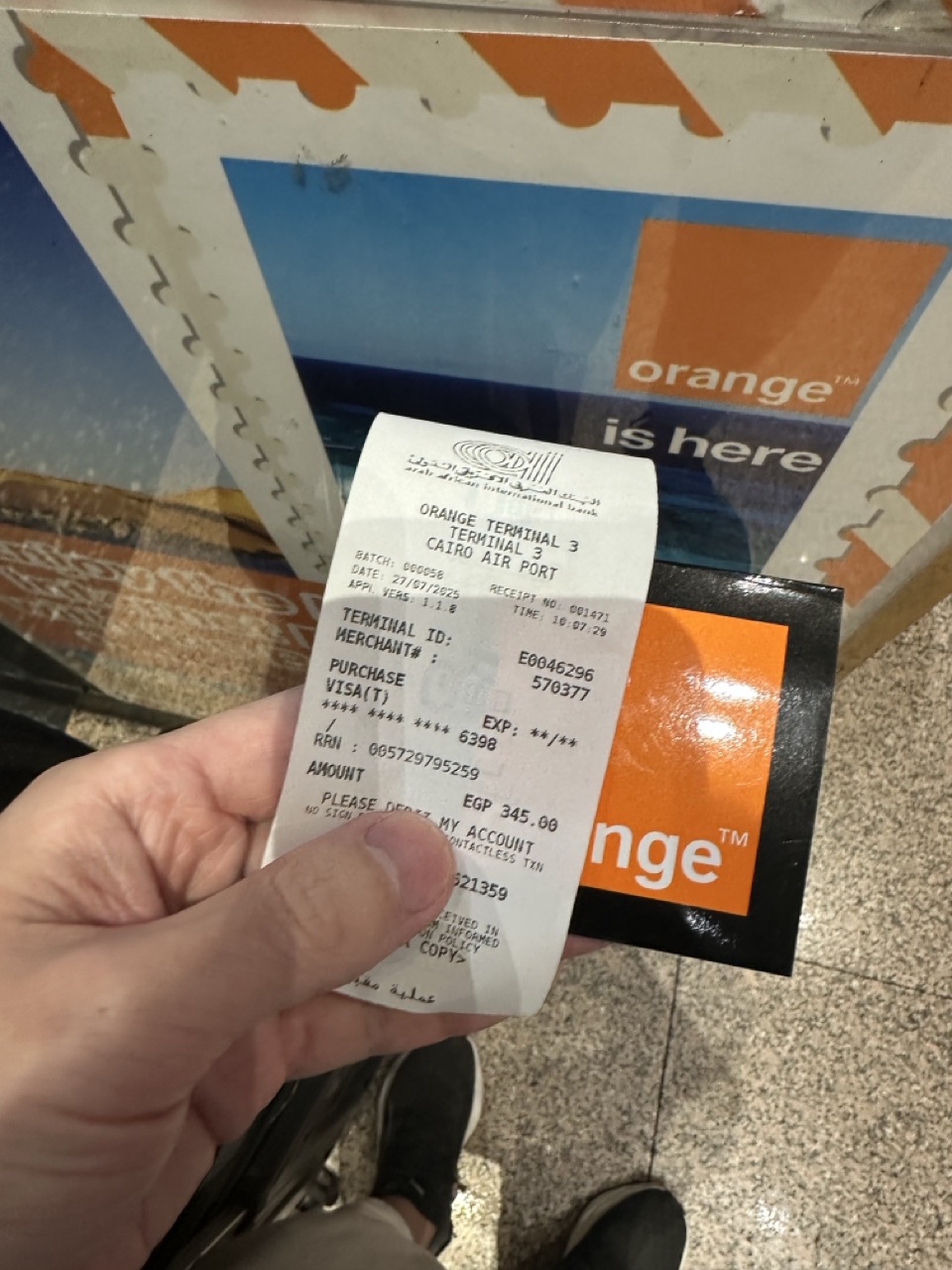 カイロ空港のorangeで購入したSIMカード