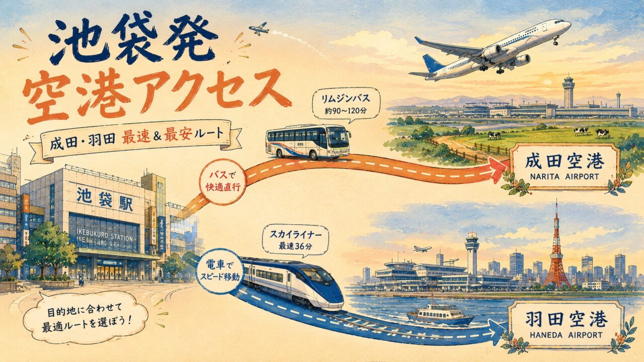 池袋発 空港アクセス - 成田・羽田 最速＆最安ルート