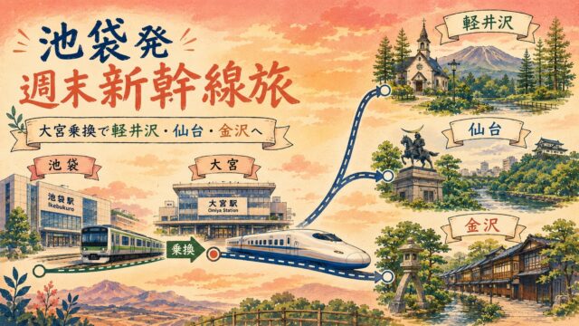 池袋発 週末新幹線旅 - 大宮乗換で軽井沢・仙台・金沢へ