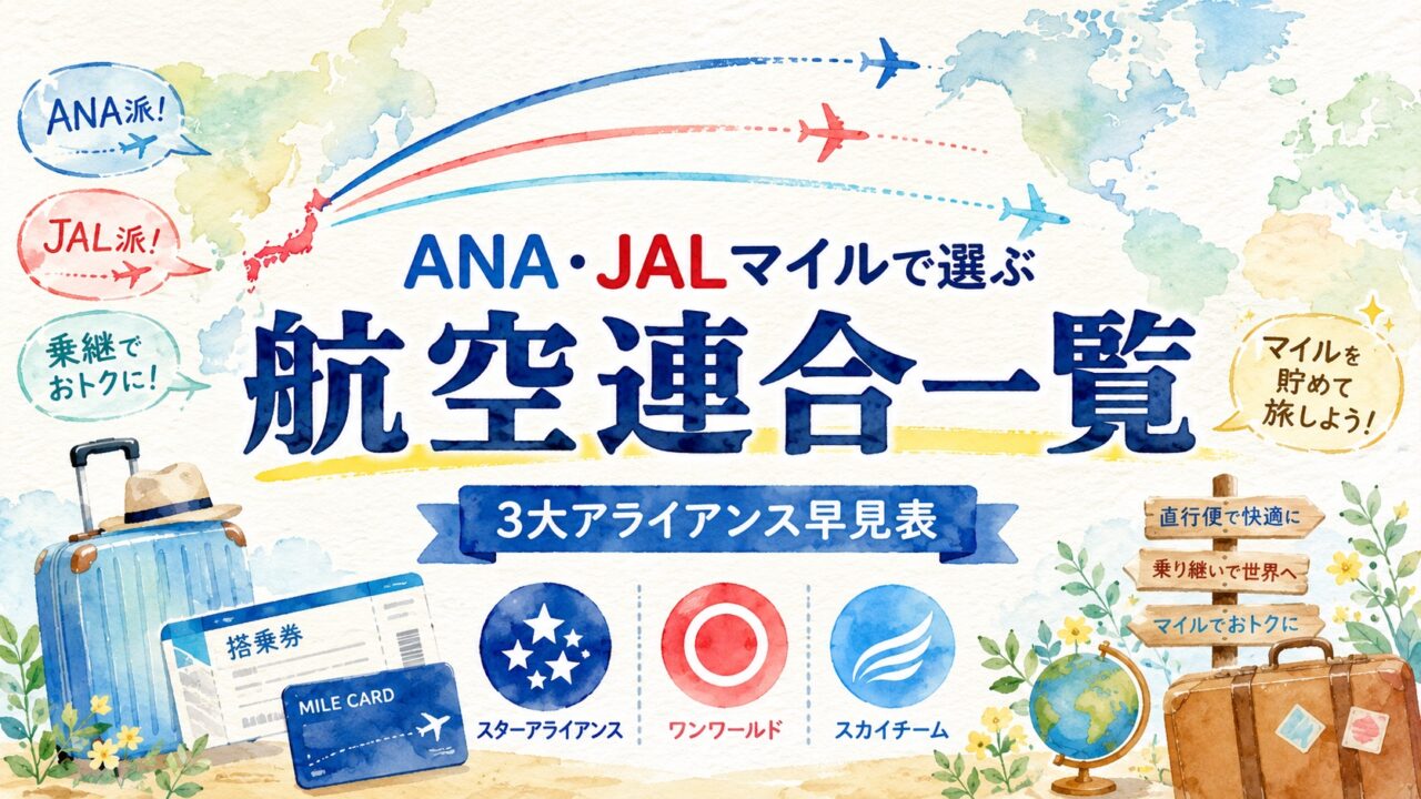 航空連合一覧 ANA・JALマイルで選ぶ3大アライアンス早見表