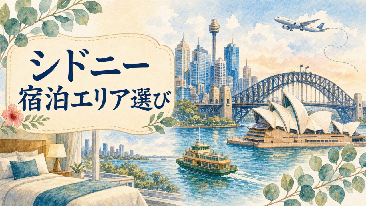 シドニー宿泊エリア選びのタイトル入りアイキャッチ