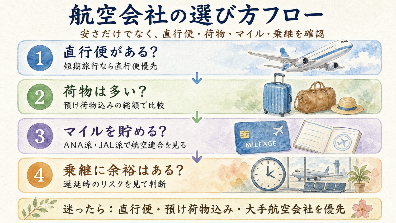 航空会社を選ぶときの判断フロー