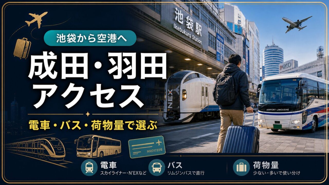 池袋から空港へのアクセス記事のアイキャッチ