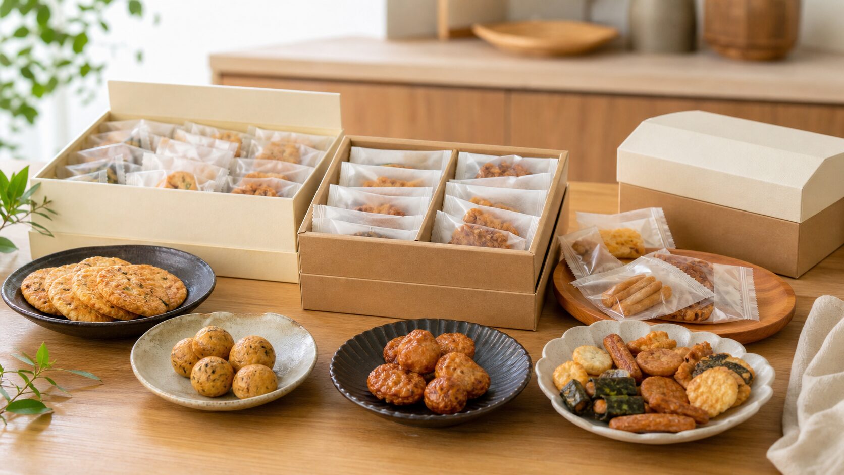 大阪土産として選ぶ無地包装の焼き菓子 せんべい 個包装 贈答箱の比較イメージ