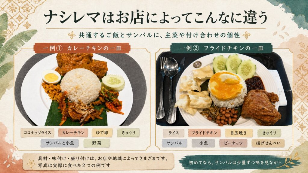 ナシレマ2皿の違いとクアラルンプールの食事選び
